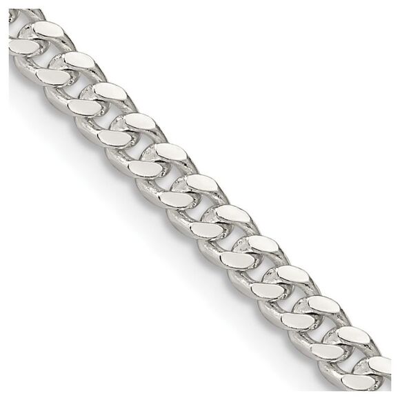 Kazi Luxury Sterling Silver 3.25mm Domed Curb Chain
